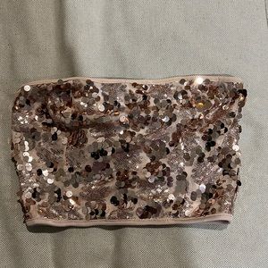 Sparkly sequin strapless crop top